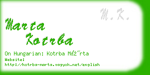 marta kotrba business card